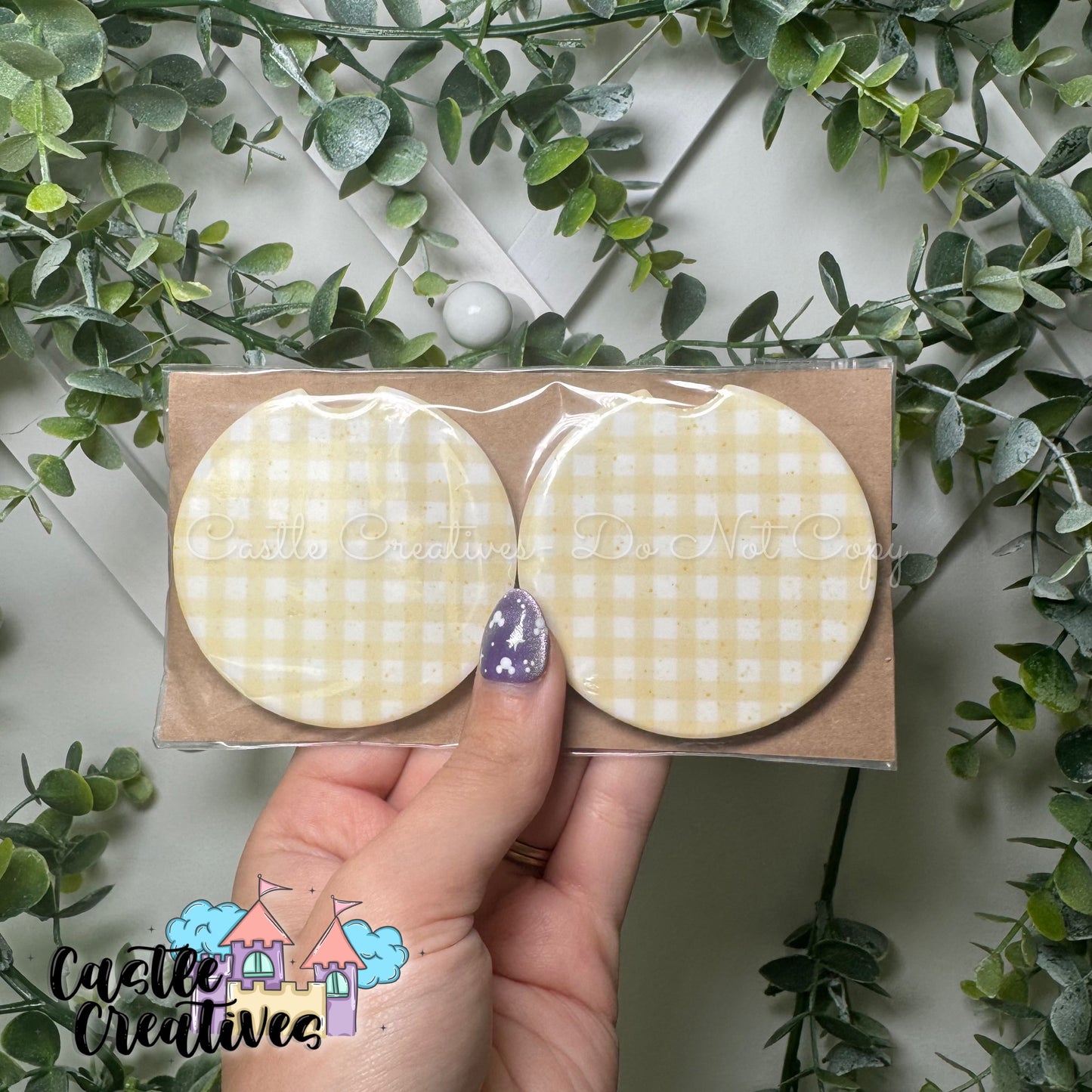 RTS Yellow Gingham Coasters