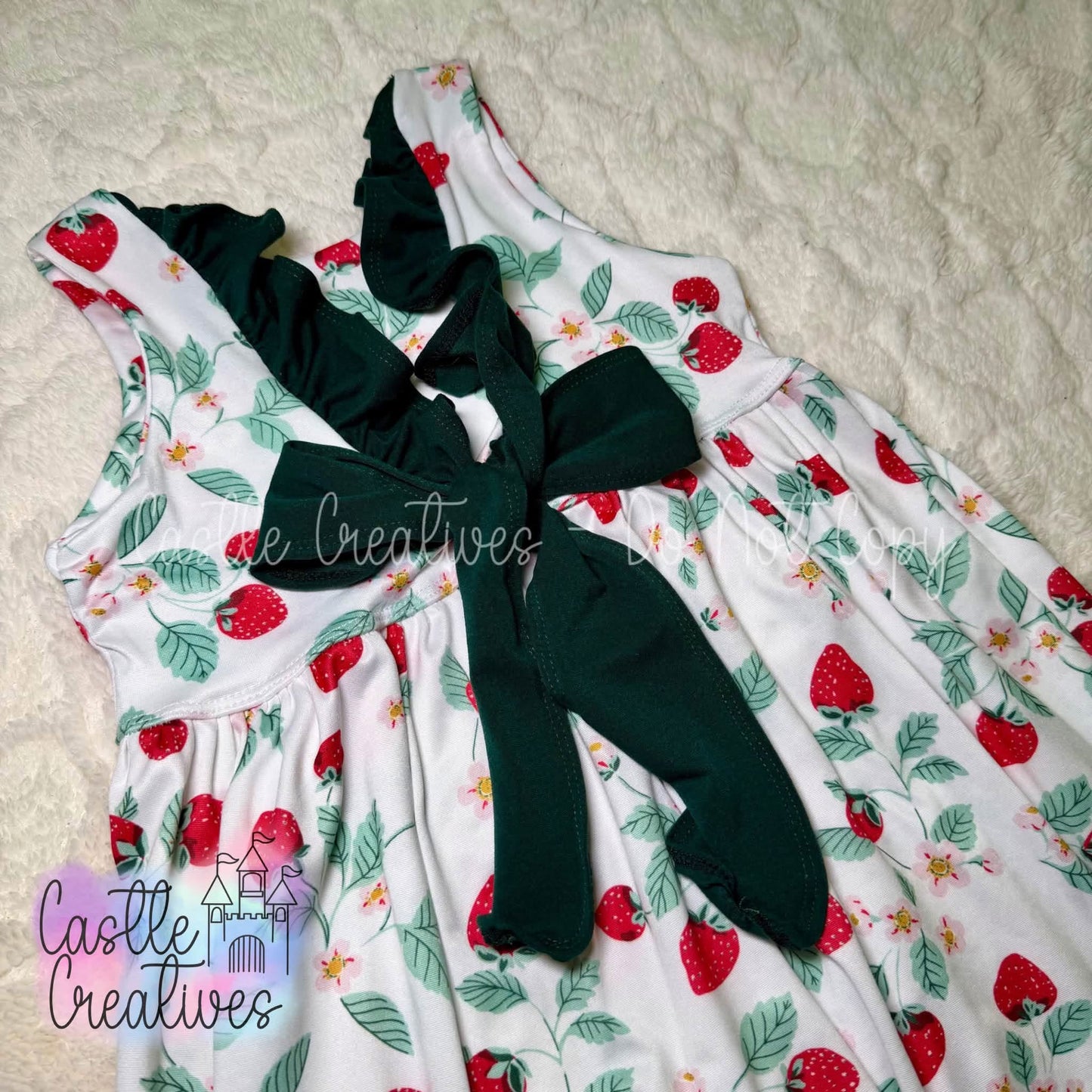 5T strawberry knee length dress & biker set
